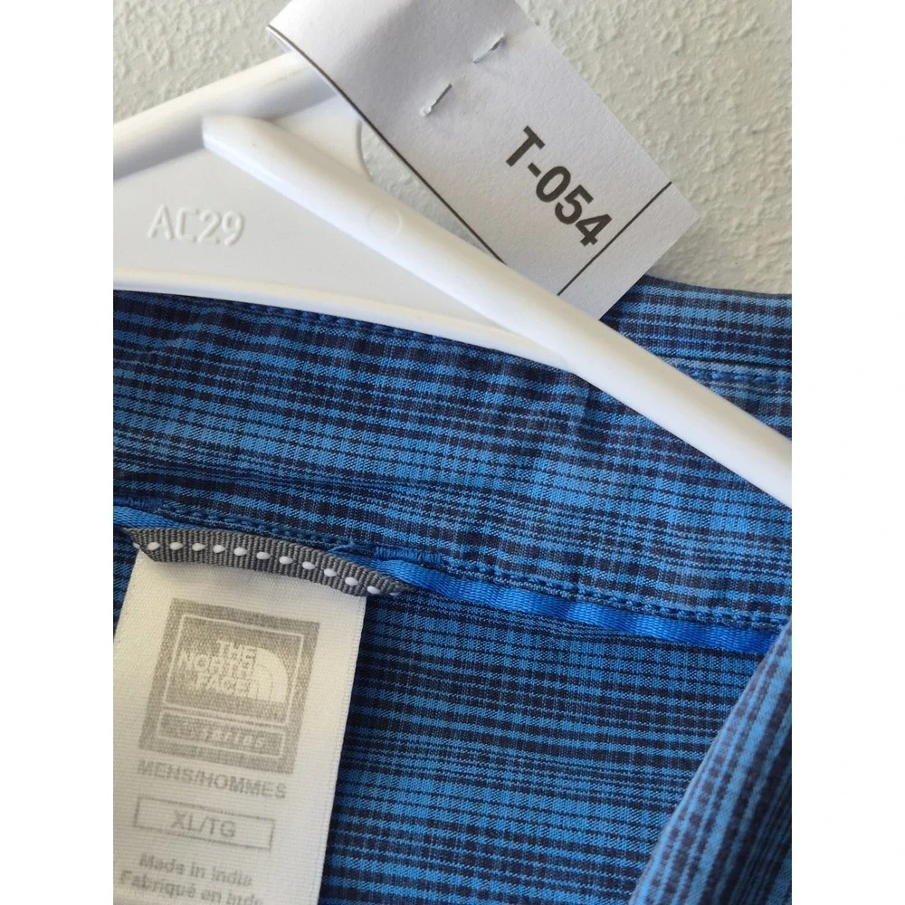 The North Face A5 Series Mens XL Blue Plaid Long Sleeve Button Down Cotton Shirt